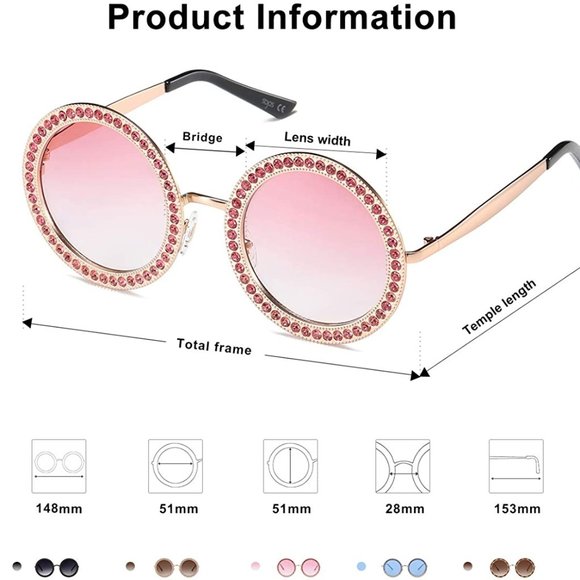 Shining Oversized Round Rhinestone Sunglasses main image 4